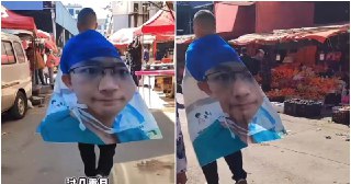 大陆男子披“罗帅宇披风”走街串巷