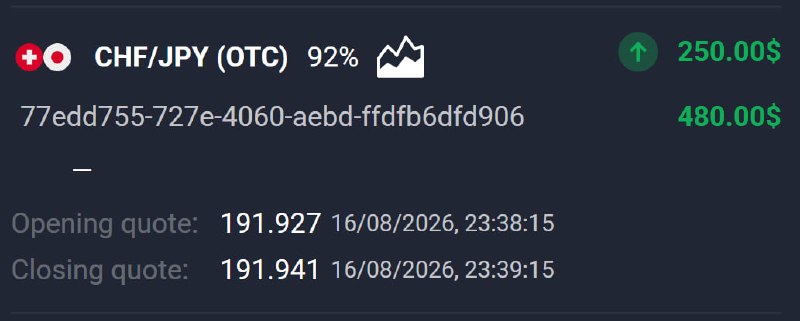🔥AVIATOR CHANNEL🔥: 📊 CHF/JPY (OTC) 🕘 1 MINUTES 💵 Use 250 from balance ➡️ CLICK HERE AND REGISTER✅ TRADE CLOSED IN PROFIT!💵 BALANCE: $899,40