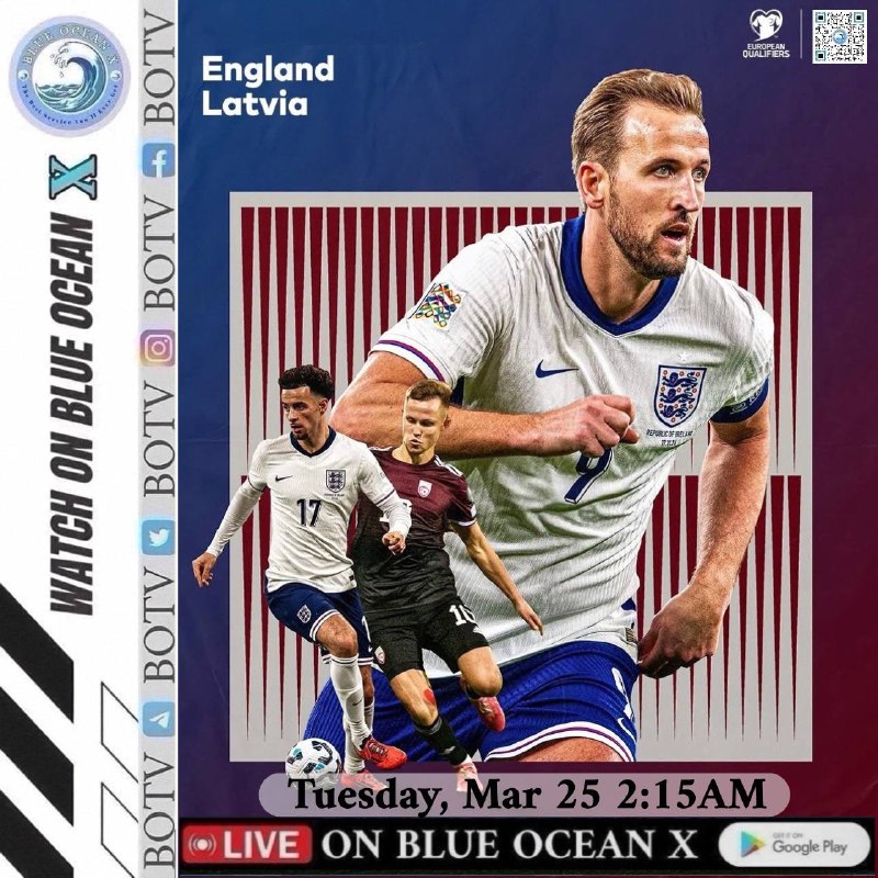 Live European Football (UEFA) Mon 24/03 UEFA 01: Lithuania 17:00 Finland 24/03 UEFA 02: Albania 19:45 Andora 24/03UEFA 03: Bosnia Herzegovina 19:45 Cyprus 24/03 UEFA 04: England 19:45 Latvia 24/03 UEFA 05: Poland 19:45 Malta 24/03 UEFA 06: San Marino 19:45 Romania 24/03
