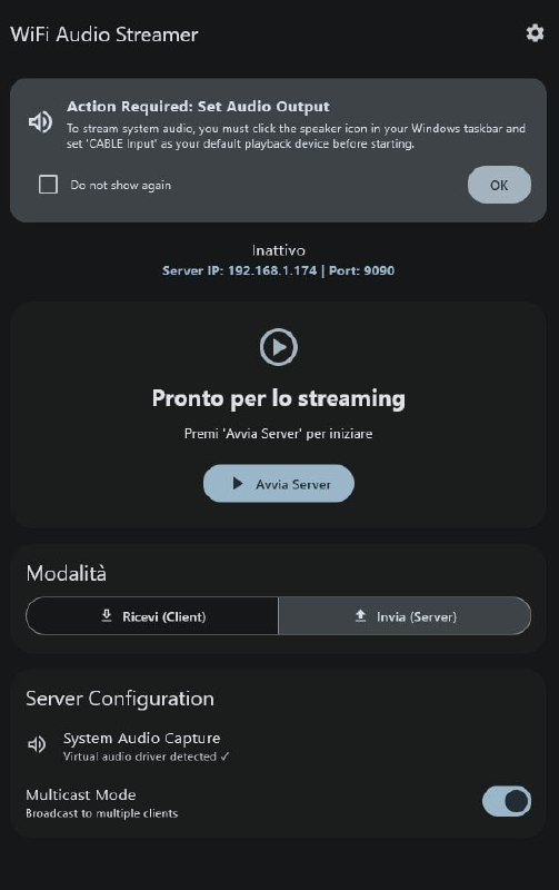 🍭 #开源软件 #音频流传输 #局域网工具🏵 WiFiAudioStreaming-Desktop - 局域网内音频实时流媒体传输🍥 简介