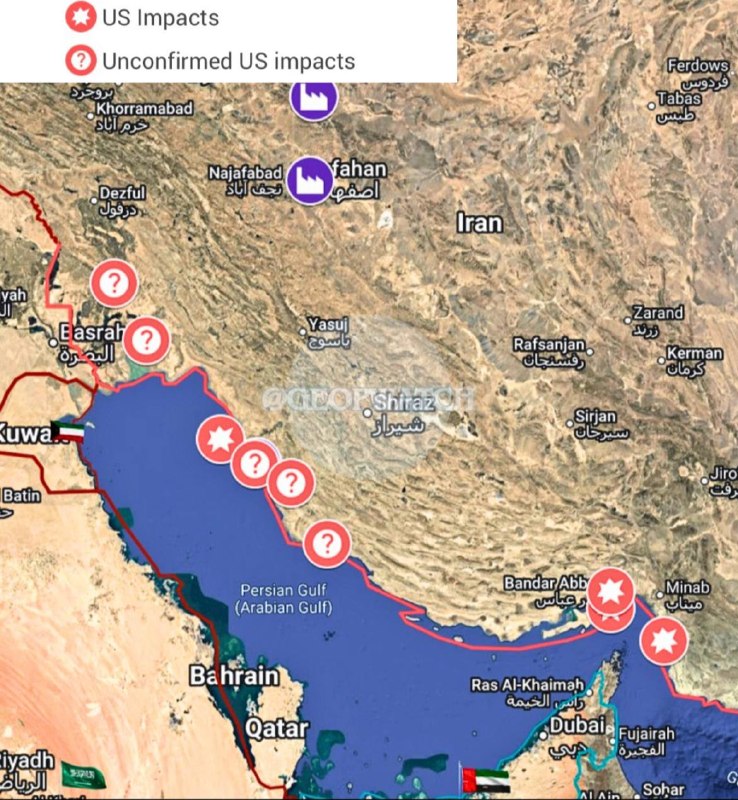 🇺🇸🇮🇷 מפת התקיפות האמריקאיות: