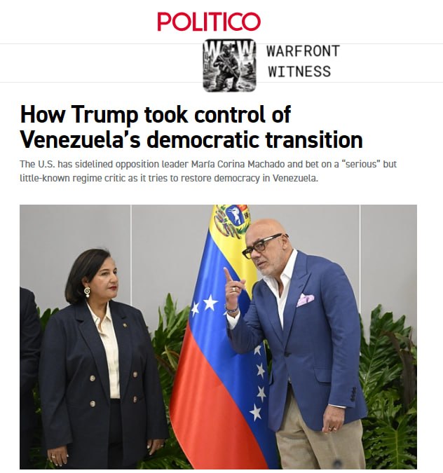 ️🇺🇸🇻🇪 פוליטיקו: מאז הפשיטה בינואר שכבשה את נשיאה לשעבר של ונצואלה, וושינגטון למעשה מנהלת את המדינה מאחו…