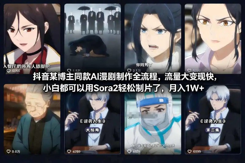 ✍️  《抖音某博主同款AI漫剧制作全流程 流量大变现快 小白都可以用Sora2轻松制片》💡  项目介绍
