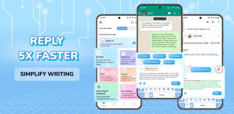 مود ، برنامه | ApkClub: 💻 AI Keyboard: Writer, Grammar🔝 V179.0⭐️ نسخه پریمیوم صفحهکلید هوشمصنوعی🔖 ویژگیهای برنامه:🔵 کلیپ بورد راحت🔵 داشتن ورو
