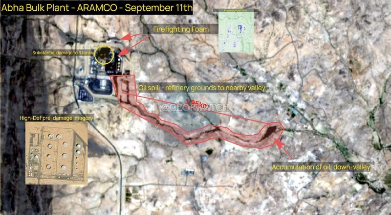🇾🇪🇸🇦— Report: Extensive damage and a large-scale oil leak was detected at Aramco's oil facilities in the northern city of Abha.