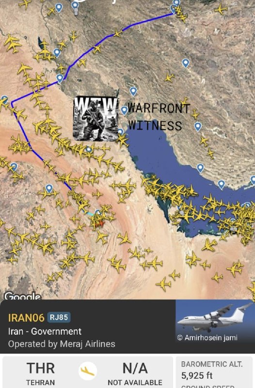 🇮🇷🇸🇦🚨 An Iranian government plane with flight ID "IRAN06" flew from Tehran and was spotted over Riyadh, Saudi Arabia.