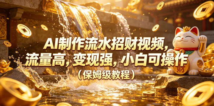 📌 #短视频  | 活动线报 · 返佣平台✍️ 《AI制作流水招财视频 流量高 变现强 小白可操作（保姆级教程）》📖 项目介绍