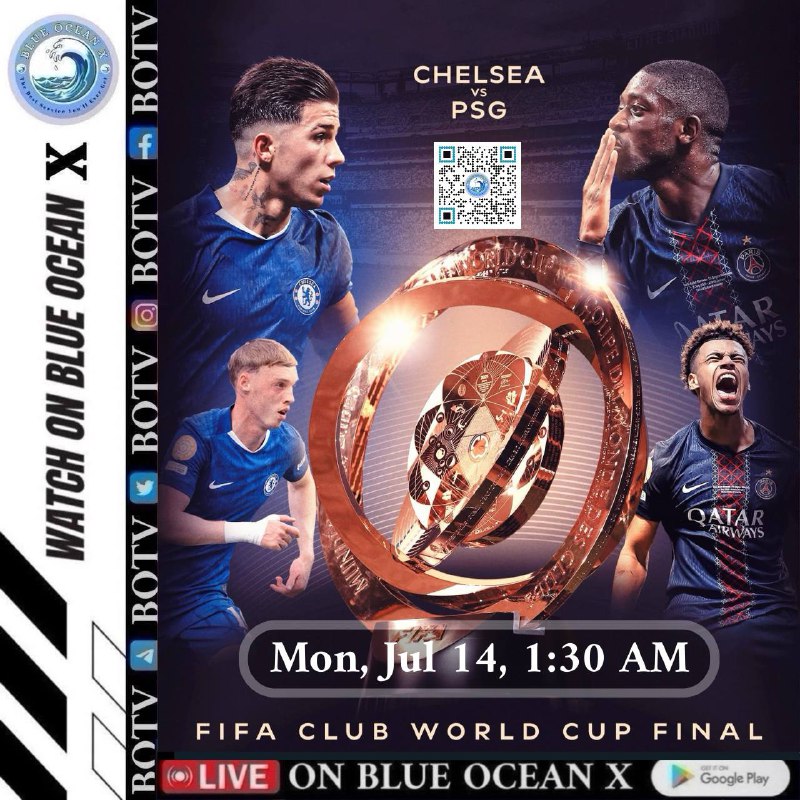 Chelsea 🏴󠁧󠁢󠁥󠁮󠁧󠁿 vs 🇫🇷PSG in the Club World Cup final on Monday  🏆
