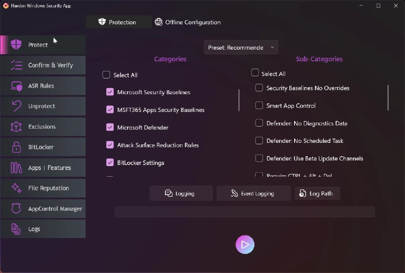 🗣  每日羊毛线报  👈🏵  Harden Windows - 安全加固Windows系统🍥 简介