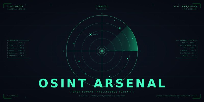 🍭 #OSINT #开源情报 #安全工具 #数据分析🏵 Awesome-osint-arsenal - 自动化部署开源情报工具集🍥 简介