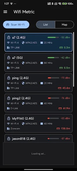 🆔  软件名称：WiFi Metric⭐️  软件功能：WiFi分析工具➡️  支持平台：#Android📁  软件简介：一款专业的WiFi分析工具，可以扫描附近的无线网络并提供详细的性能分析