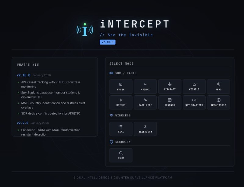 🍭 #开源项目 #信号分析工具🏵 iNTERCEPT - 集成化信号分析平台🍥 简介