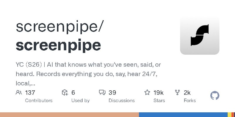 🍭 #开源工具 #AI记录 #本地自动化🏵 Screenpipe - 全天候屏幕与音频智能检索🍥 简介