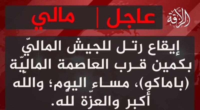 ️🇲🇱 JNIM טוען כי ארב ביום רביעי לשיירה של צבא מאלי ליד במקו.