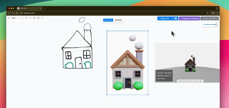 🗣  每日羊毛线报  👈🏵  Vibe Draw - 手绘草图生成3D模型🍥 简介