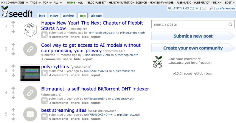 🍭 #去中心化社交 #开源项目🏵 Seedit - 去中心化Reddit替代🍥 简介