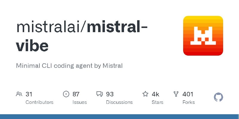 🍭 #AI工具 #代码助手 #命令行工具🏵 Mistral Vibe - 命令行代码助手🍥 简介