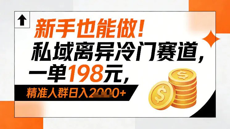 ✍️  《新手也能做 私域离异冷门赛道 一单198》💡  项目介绍
