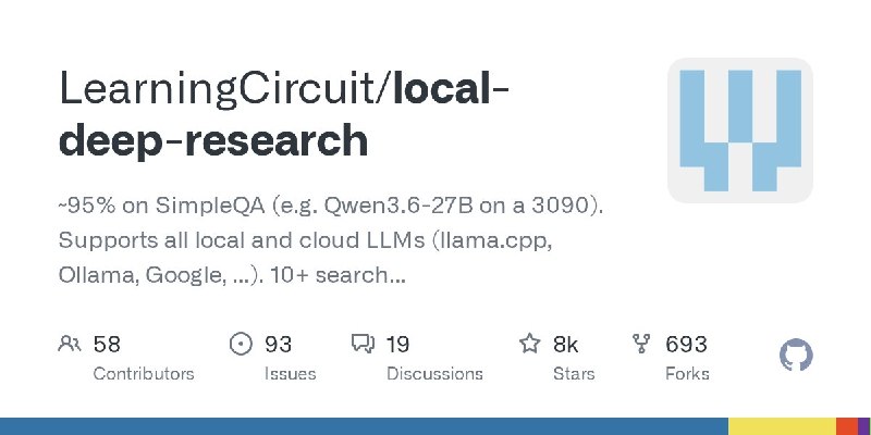 🍭 #深度调研 #开源工具🏵 Local Deep Research - 本地化自动化深度调研工具🍥 简介