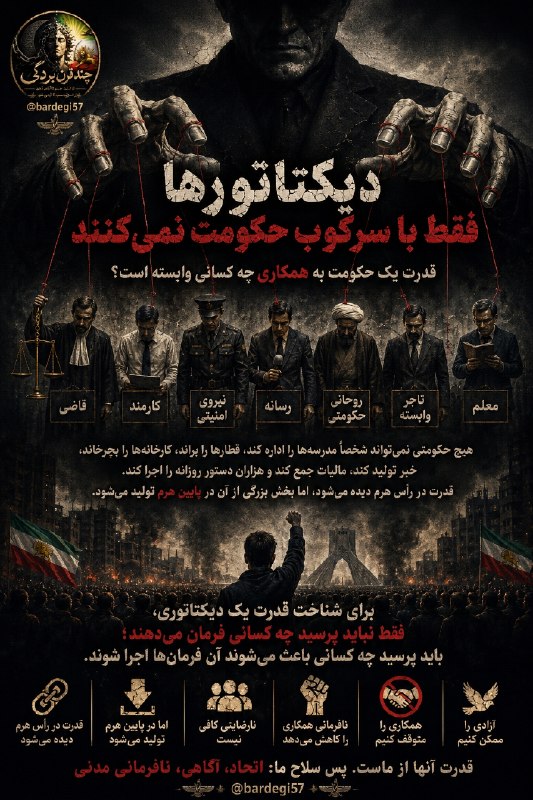 چند قرن بردگی: ‌دیکتاتورها فقط با سرکوب حکومت نمی‌کنندقدرت یک حکومت به همکاری چه کسانی وابسته است؟وقتی از دیکتاتوری حرف می‌زنیم، معمولا