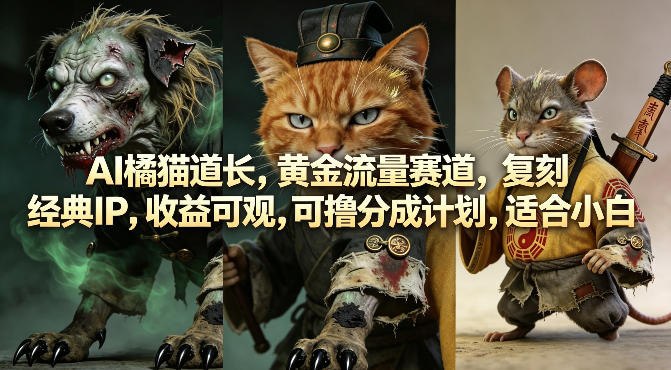 📌 #短视频  | 活动线报 · 返佣平台✍️ 《AI橘猫道长 黄金流量赛道 复刻经典IP 收益可观 可撸分成计划 适合小白》📖 项目介绍