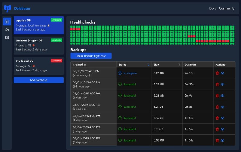 🍭 #PostgreSQL #备份工具 #开源项目🏵 Databasus - PostgreSQL开源自助备份系统🍥 简介