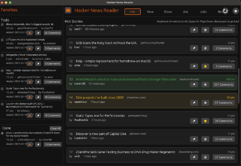 🗣  每日羊毛线报  👈🏵  Hacker News Reader - HN阅读器及待办事项🍥 简介