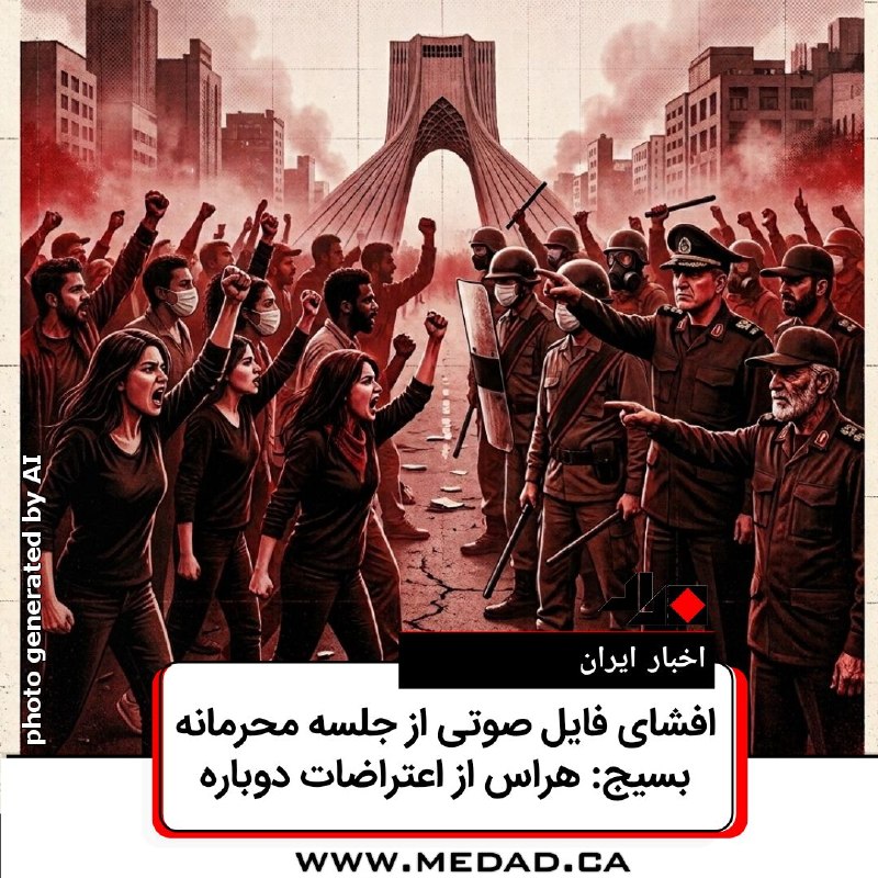 مداد، مجله آنلاین مونترال: ✏️ آخرین اخبار ایرانتحریریه مداد | شانزده اوت ۲۰۲۶▫افشای فایل صوتی از جلسه محرمانه بسیج: هراس از اعتراضات دوباره یک فایل