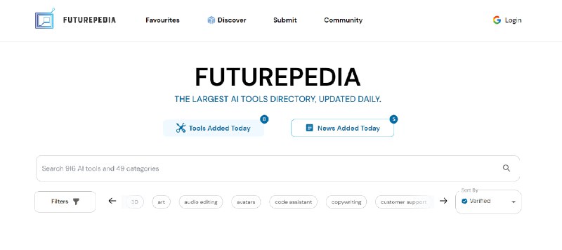 🎈 #工具 |  FUTUREPEDIA - AI 工具收集网站🎯  简介