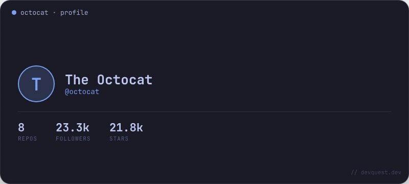 🍭 #GitHub工具 #开发者工具 #SVG生成🏵 DevQuest - GitHub数据可视化与项目评选平台🍥 简介