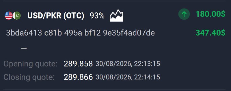 Trading Quotex Signals: 📊 USD/PKR (OTC) 🕘 1 MINUTES 💵 Use 180 from balance ➡️ CLICK HERE AND REGISTER✅ TRADE CLOSED IN PROFIT!💵 BALANCE: $832,40