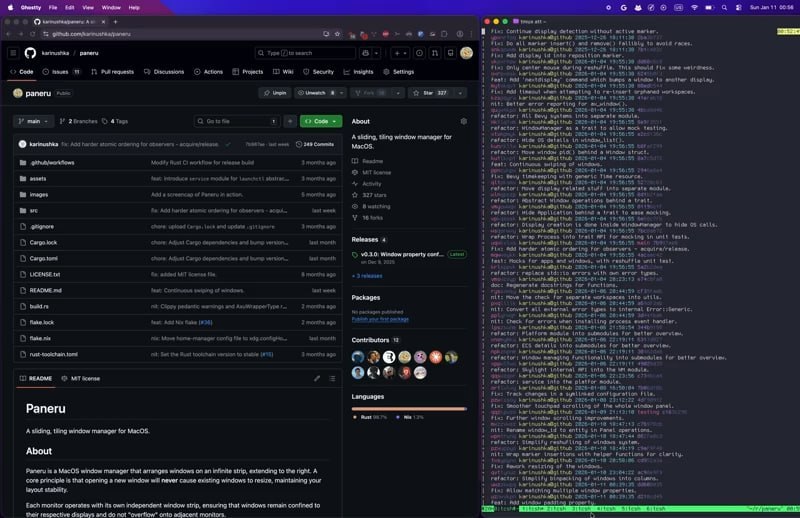 🍭 #MacOS #窗口管理 #效率工具🏵 Paneru - MacOS水平无限延伸窗口管理器🍥 简介