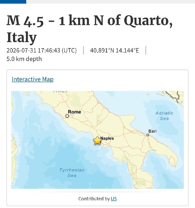 🇮🇹 רעידת אדמה בעוצמה 4.5 פקדה את נאפולי וגרמה נזק למספר מבנים, כאשר חלקם דווח כי התמוטטו.