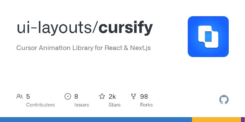 🍭 #React #Nextjs #前端开发 #动画库🏵 Cursify - 定制化React光标动画库🍥 简介