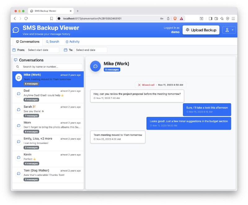 🍭 #消息管理 #备份工具🏵 SMS Backup Viewer - 短信彩信备份查看🍥 简介