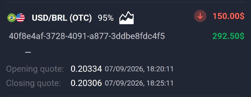 Trading Quotex Signals: 📊 USD/BRL (OTC) 🕘 5 MINUTES 💵 Use 150 from balance ➡️ CLICK HERE AND REGISTER✅ TRADE CLOSED IN PROFIT!💵 BALANCE: $388,70