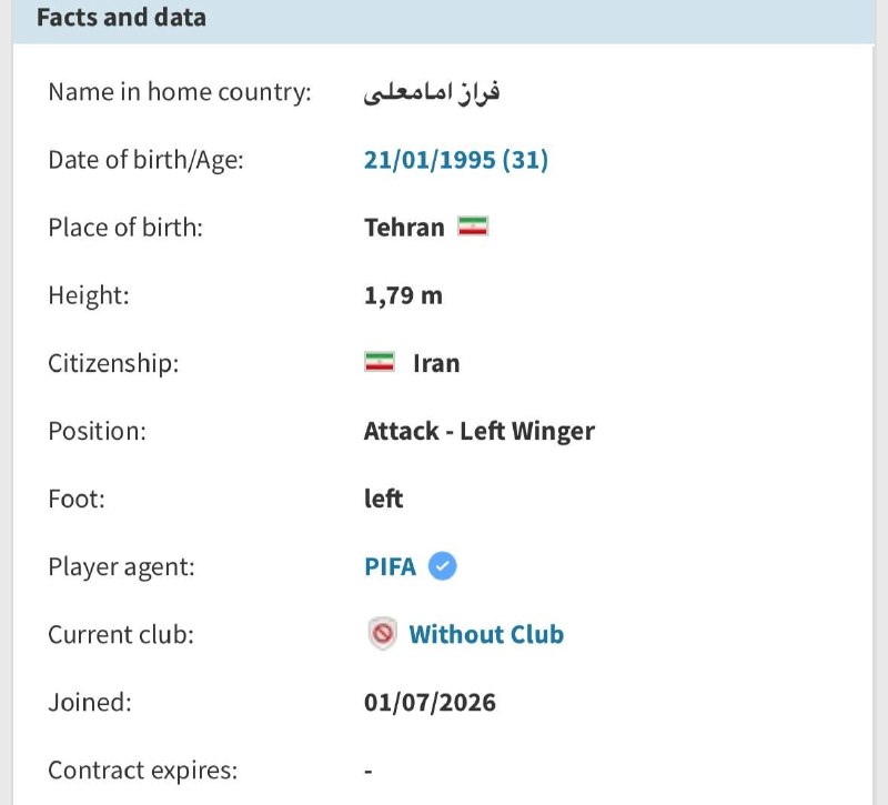 ارتش سرخ: ‼️حدادی و خلیلی رکب زدن!!فراز امامعلی بازیکن سابق پیکان و خیبر:با پرسپولیس مذاکره کرده ام و به توافق نهایی هم رسیده ایم.