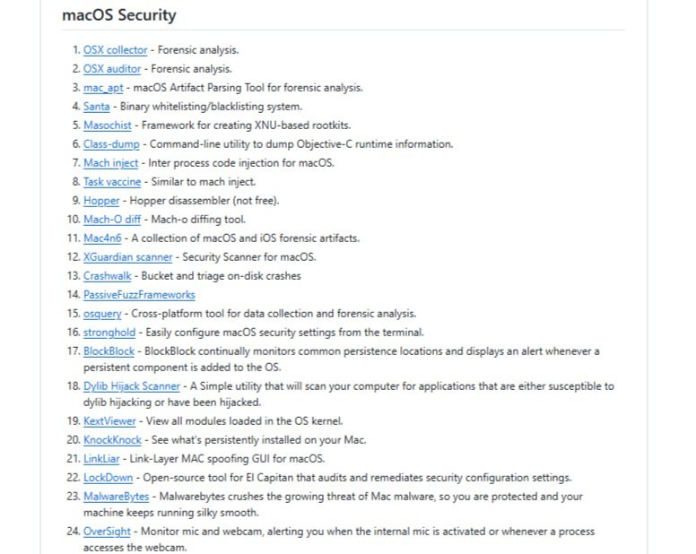 🍭 #安全工具 #iOS开发 #macOS开发🏵 Osx-and-ios-security-awesome - Apple平台安全研究资源库🍥 简介