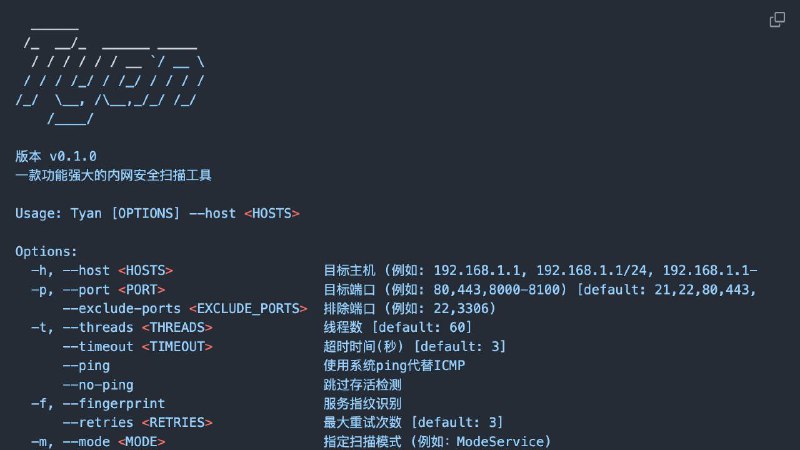 🔎 Tyan - 内网安全扫描工具▎软件平台