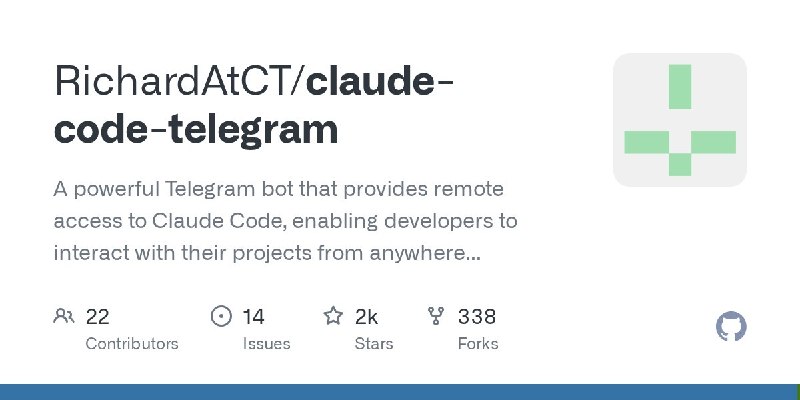 🍭 #AI工具 #Telegram机器人🏵 Claude-code-telegram - 提供Claude Code远程访问🍥 简介