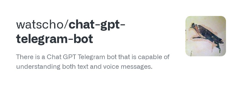 #聊天机器人 #chatGPT #开源 🏵  #程序 |  ChatGPT Telegram bot - 开源聊天机器人🍥  简介