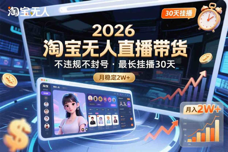 ✍️  《2026淘宝无人直播带货 不违规不封号 最长挂播30天》💡  项目介绍