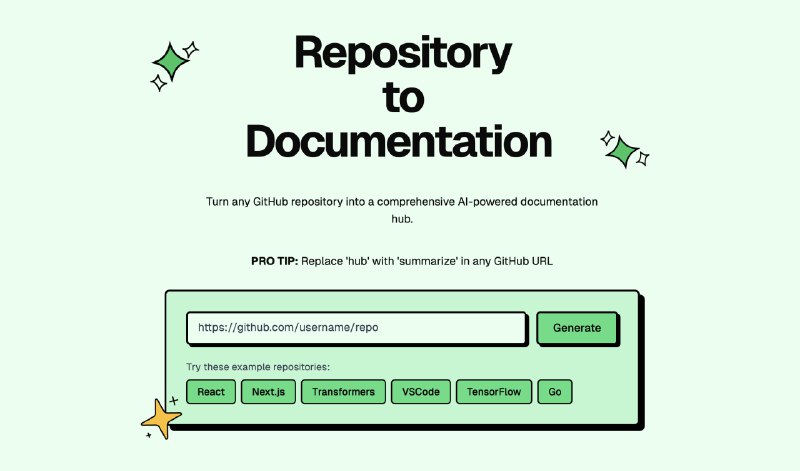 🗣  每日羊毛线报  👈🏵  GitSummarize - 即时生成 GitHub 仓库文档🍥 简介