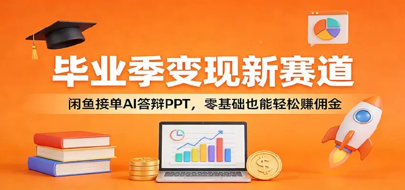 📌 #闲鱼 ✍️ 《毕业季变现新赛道 闲鱼接单AI答辩PPT 零基础也能轻松赚佣金》💡 项目介绍