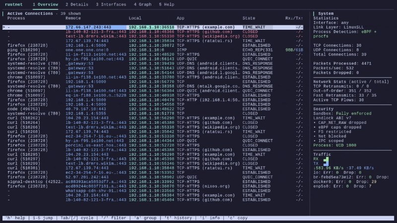 🍭 #网络监控 #终端工具 #网络分析🏵 Rustnet - 终端进程级网络深度监控工具🍥 简介