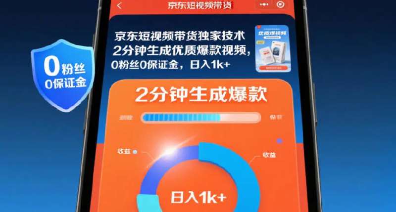 ✍️  《京东短视频带货独家技术 2分钟生成一条优质爆款视频 0粉丝0保证金》💡  项目介绍