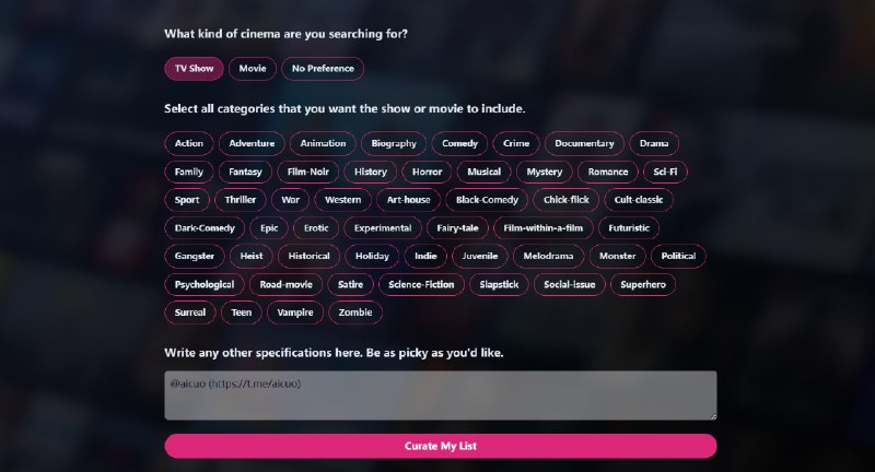 #watchthisdev #电影推荐 #openAI 🏵  #网站 |  watchthis.dev - AI驱动的电影推荐🍥  简介