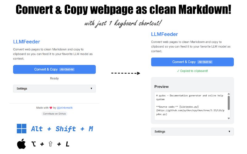 🗣  每日羊毛线报  👈🏵  LLMFeeder - 网页转Markdown🍥 简介