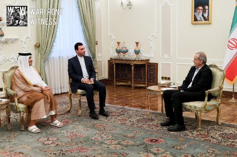 اخبار جنگ ایران امریکا: 🇧🇭🇮🇷 نخستوزیر قطر، عبدالرحمن الثانی، امروز در جریان سفر رسمی خود به تهران، با رئیسجمهور پزشکیان، دیدار کرد.🔴 @KhabarFu