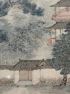 伪仇英《江南春图》临摹得很粗糙又一例：将门环画没了。自己画的是不会犯这种低级错误的，照着画的才会。卖假画的要将这么粗制滥造的伪作当成国宝卖出天价，还有《亚洲周刊》这种小报不停地炒作，气势汹汹。